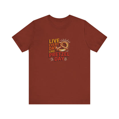 Live Every Day Like Pretzel Day — Stanley Hudson Retro Tee (Dark)