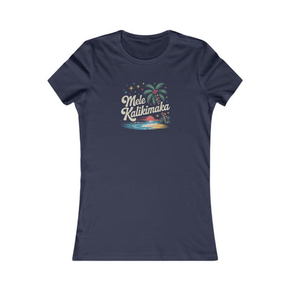 Mele Kalikimaka — Retro Hawaiian Christmas Women's Tee (Dark)