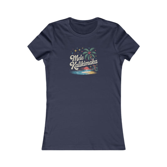 Mele Kalikimaka — Retro Hawaiian Christmas Women's Tee (Dark)