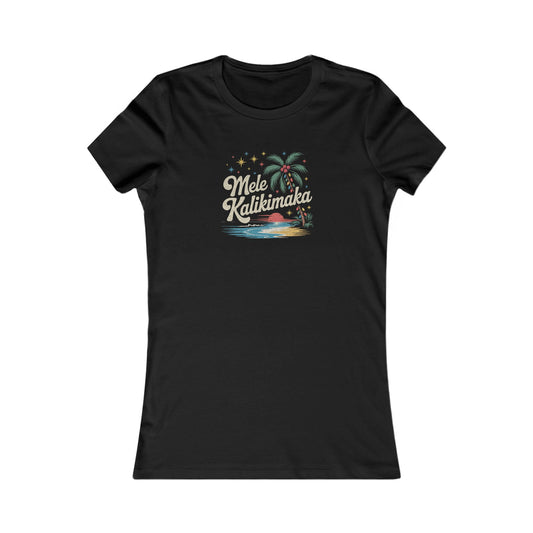 Mele Kalikimaka — Retro Hawaiian Christmas Women's Tee (Dark)