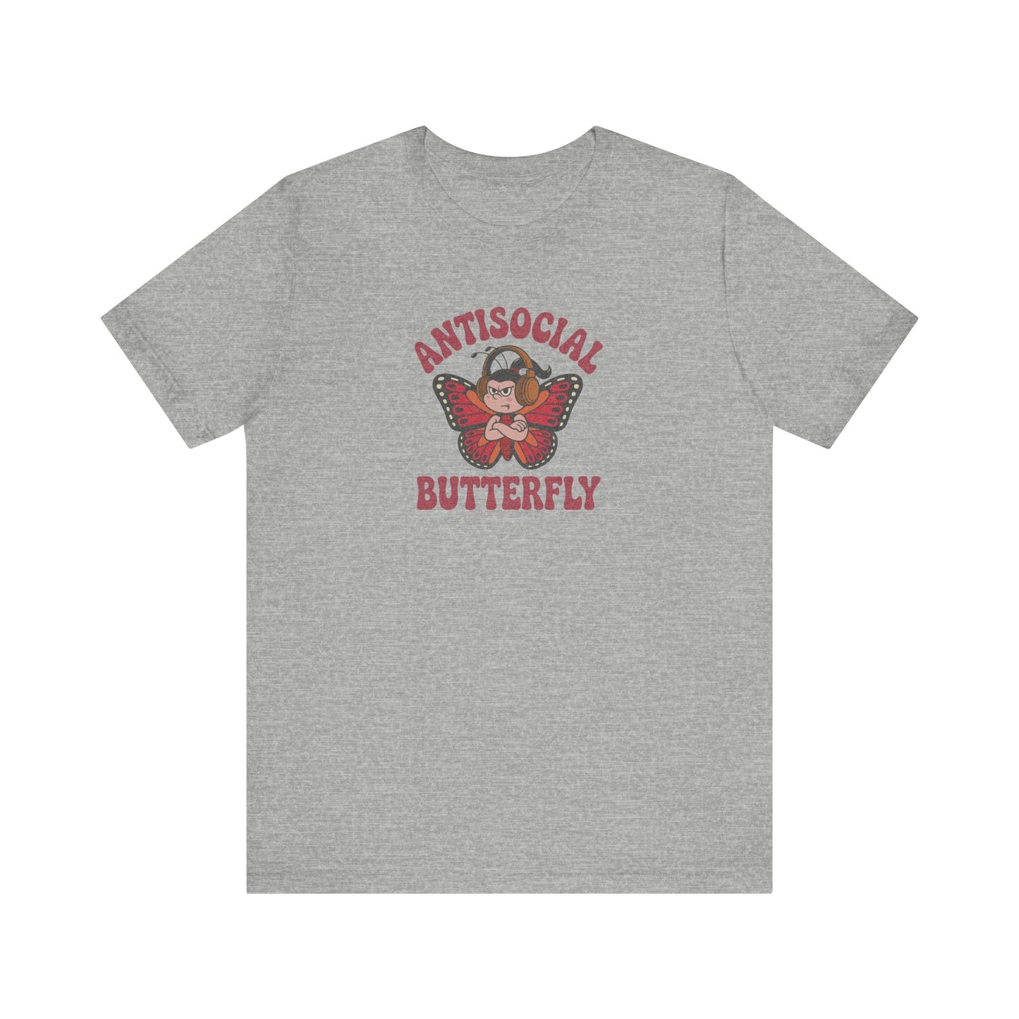 Antisocial Butterfly (Female) — Retro Workout Tee (Light)