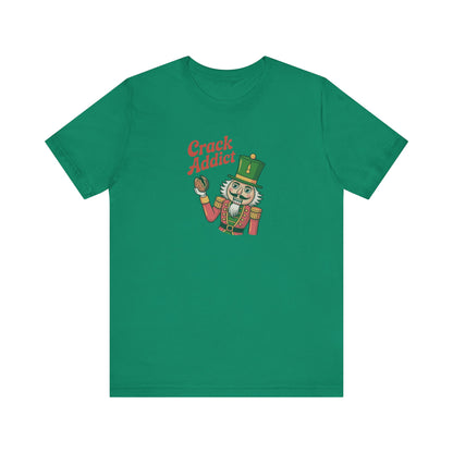 Crack Addict Nutcracker — Vintage Christmas Retro Tee (Dark)