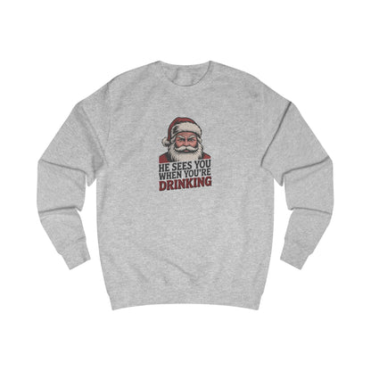 He Sees You When You're Drinking — Judgmental Santa Sweatshirt (Light)
