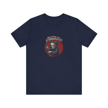 One Scythe Fits All — Grim Reaper Retro Tee (Dark)