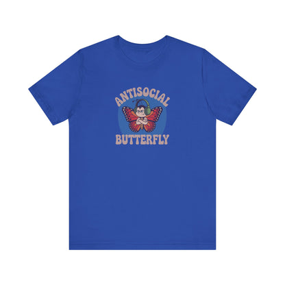 Antisocial Butterfly (Male) — Retro Workout Tee (Dark)