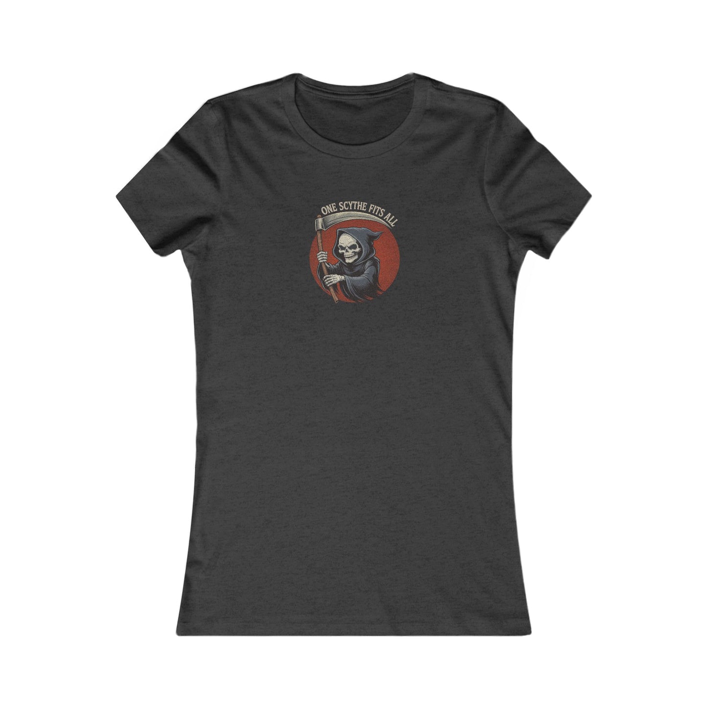 One Scythe Fits All — Grim Reaper Retro Women's Tee (Dark)
