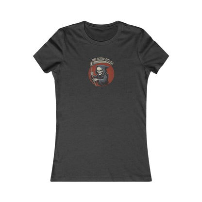One Scythe Fits All — Grim Reaper Retro Women's Tee (Dark)