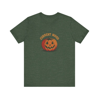 Current Mood (Classic Pumpkin) — Retro Halloween Tee (Dark)