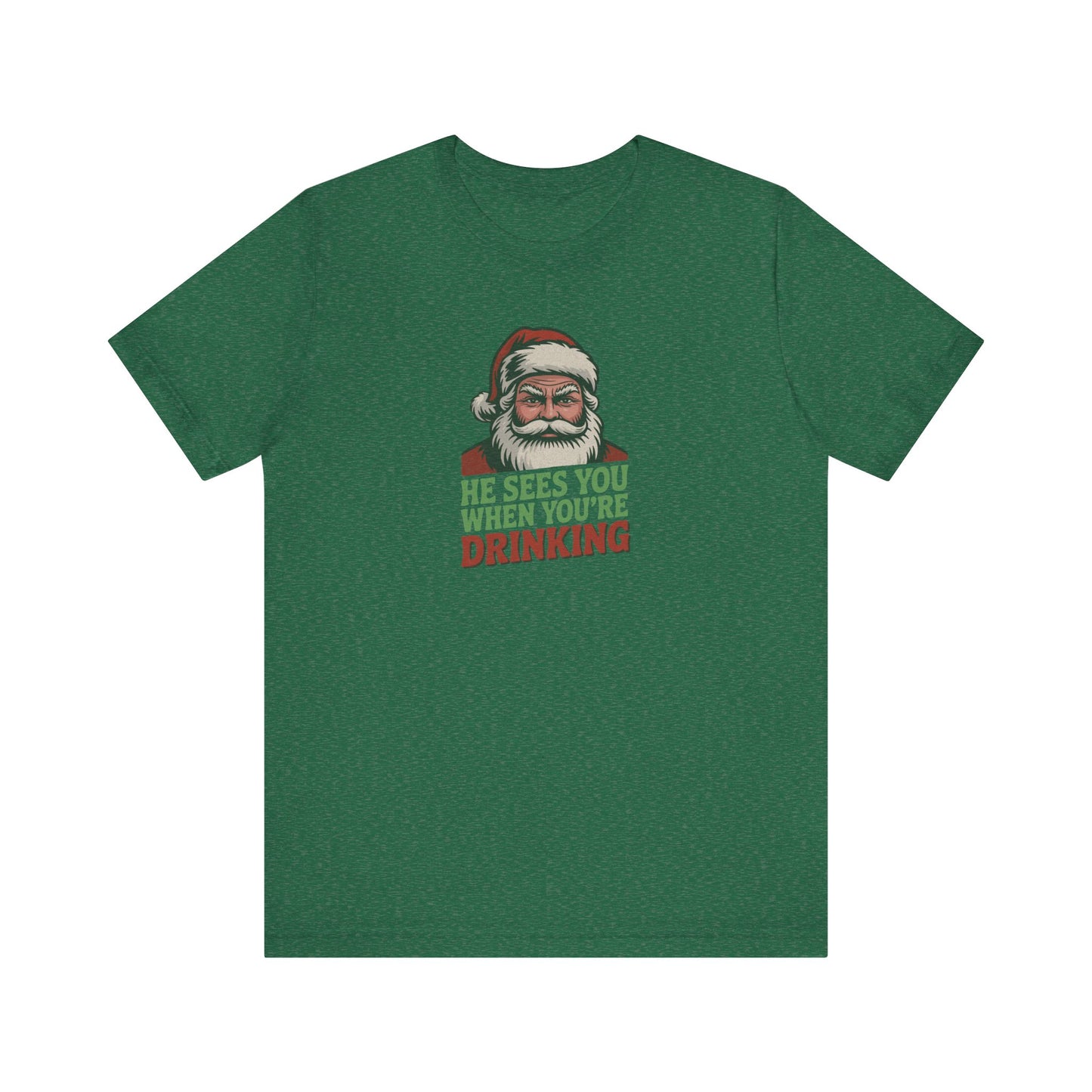 He Sees You When You're Drinking — Judgmental Santa Retro Tee (Dark)