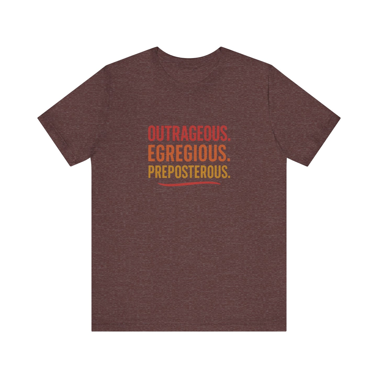 Outrageous Egregious Preposterous (Warm Gradient) — Seinfeld Retro Tee (Dark)