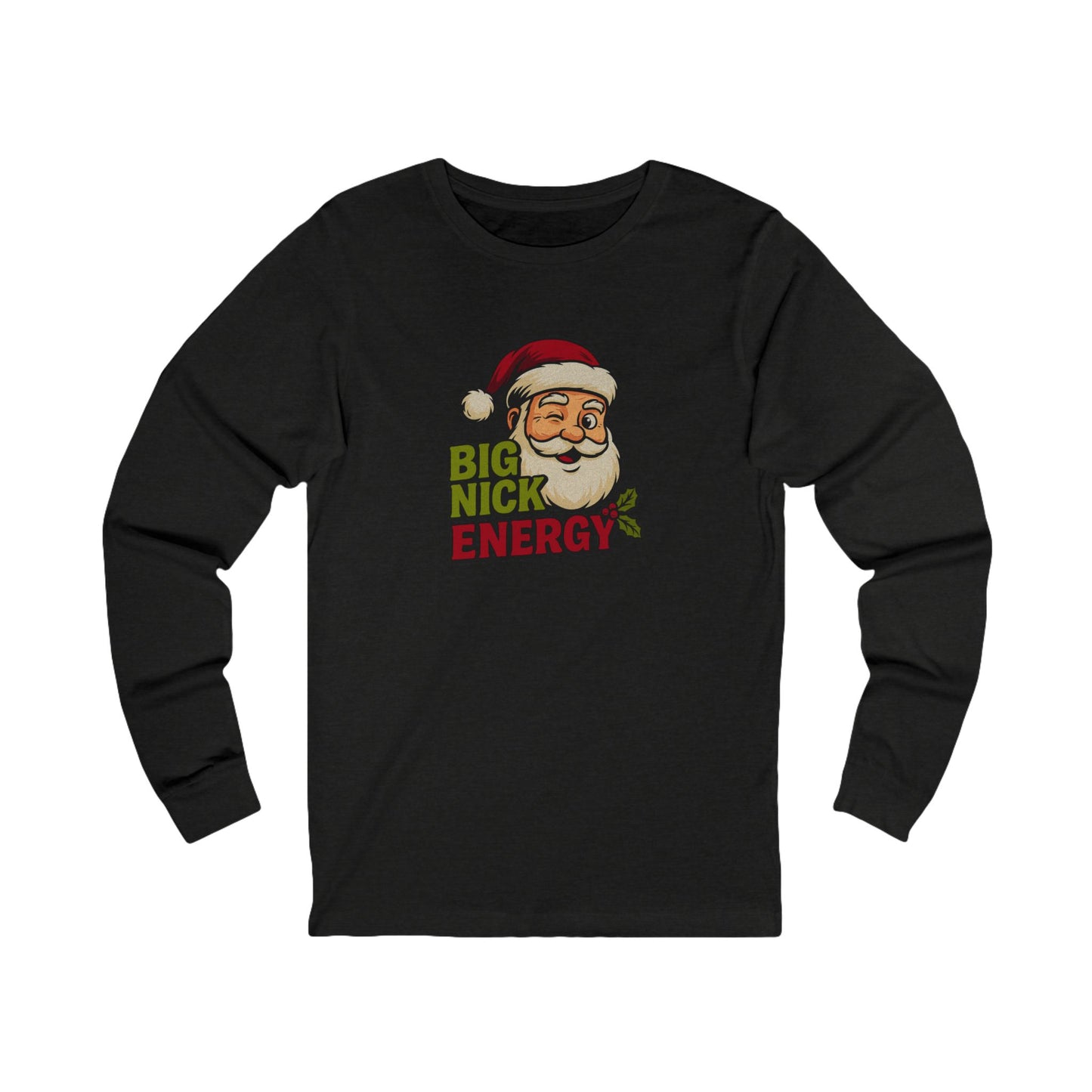 Big Nick Energy — Retro Santa Christmas Long Sleeve (Dark)