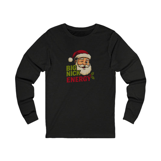 Big Nick Energy — Retro Santa Christmas Long Sleeve (Dark)