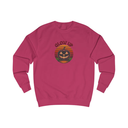 Halloween Glow Up Pumpkin — Retro Autumn Sunset Sweatshirt (Light)