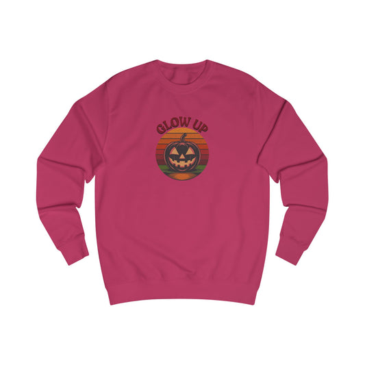 Halloween Glow Up Pumpkin — Retro Autumn Sunset Sweatshirt (Light)