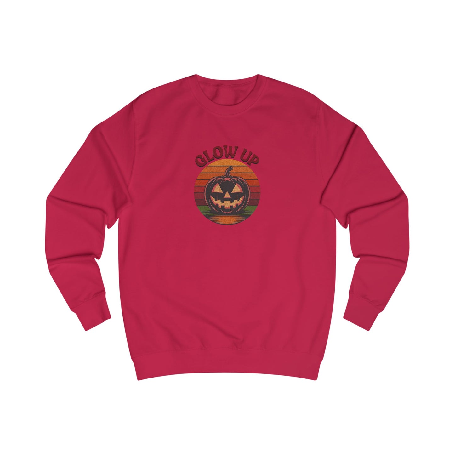 Halloween Glow Up Pumpkin — Retro Autumn Sunset Sweatshirt (Light)