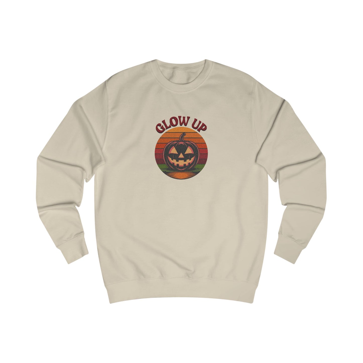 Halloween Glow Up Pumpkin — Retro Autumn Sunset Sweatshirt (Light)