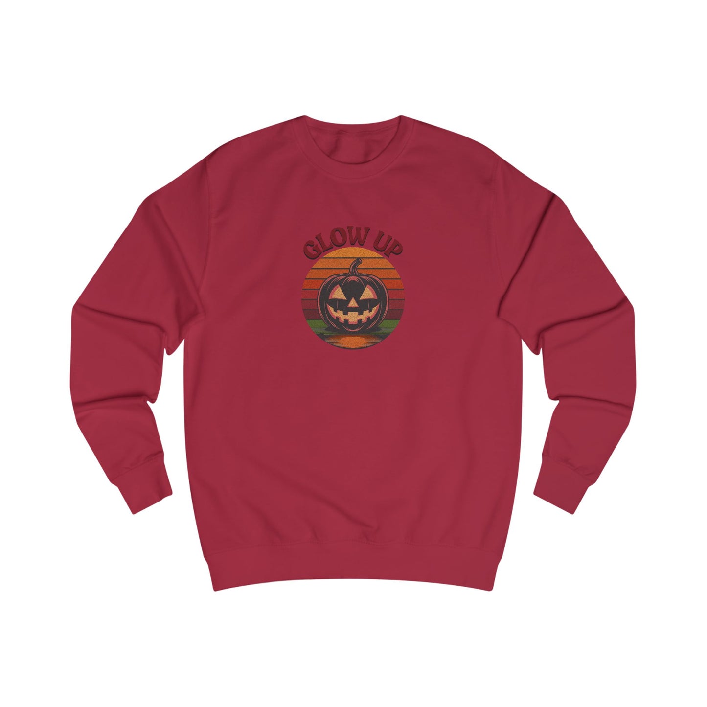 Halloween Glow Up Pumpkin — Retro Autumn Sunset Sweatshirt (Light)
