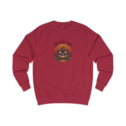 Halloween Glow Up Pumpkin — Retro Autumn Sunset Sweatshirt (Light)