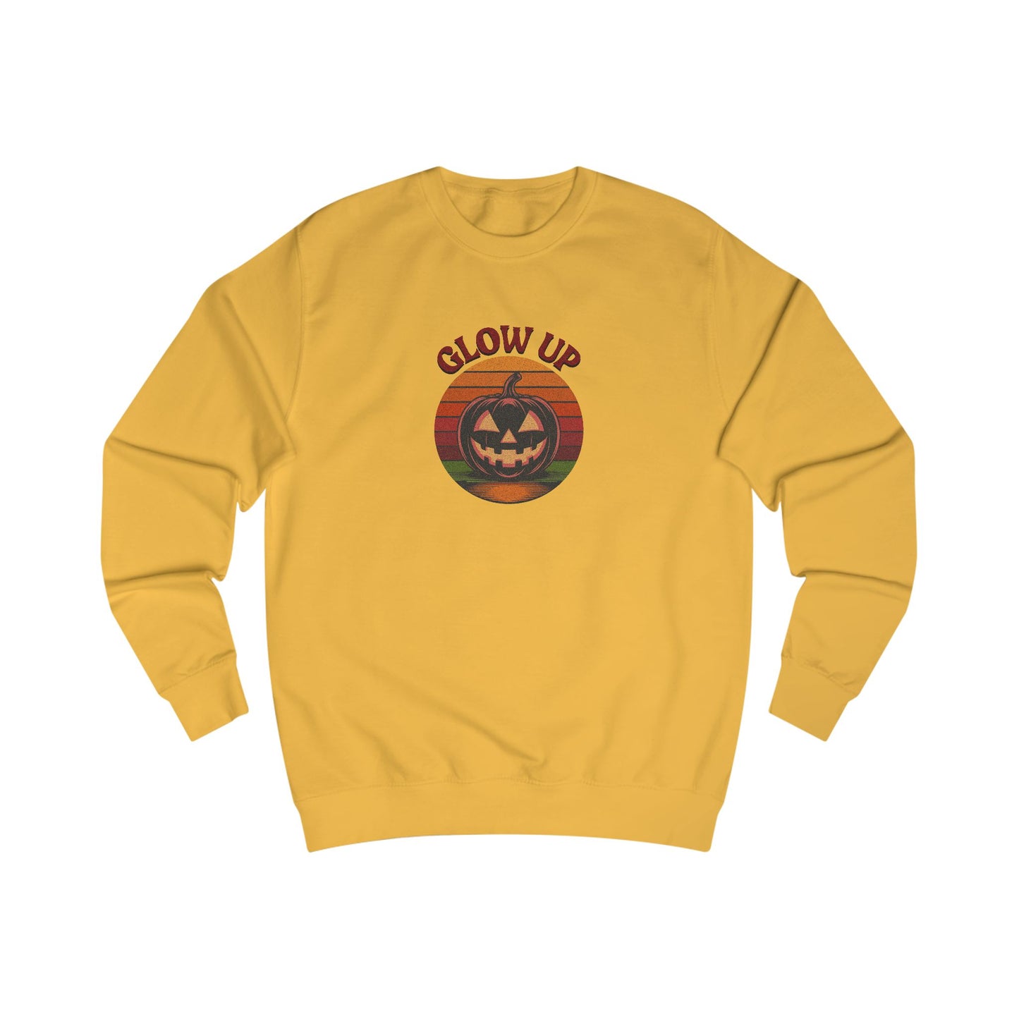 Halloween Glow Up Pumpkin — Retro Autumn Sunset Sweatshirt (Light)