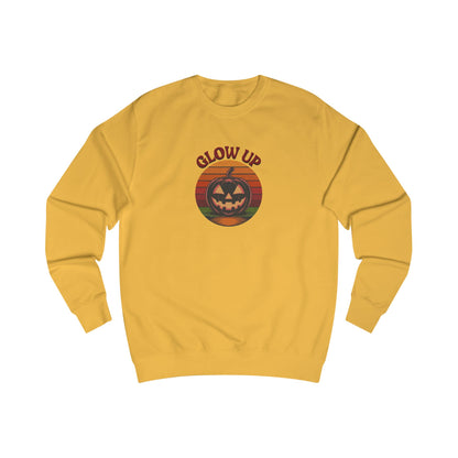 Halloween Glow Up Pumpkin — Retro Autumn Sunset Sweatshirt (Light)