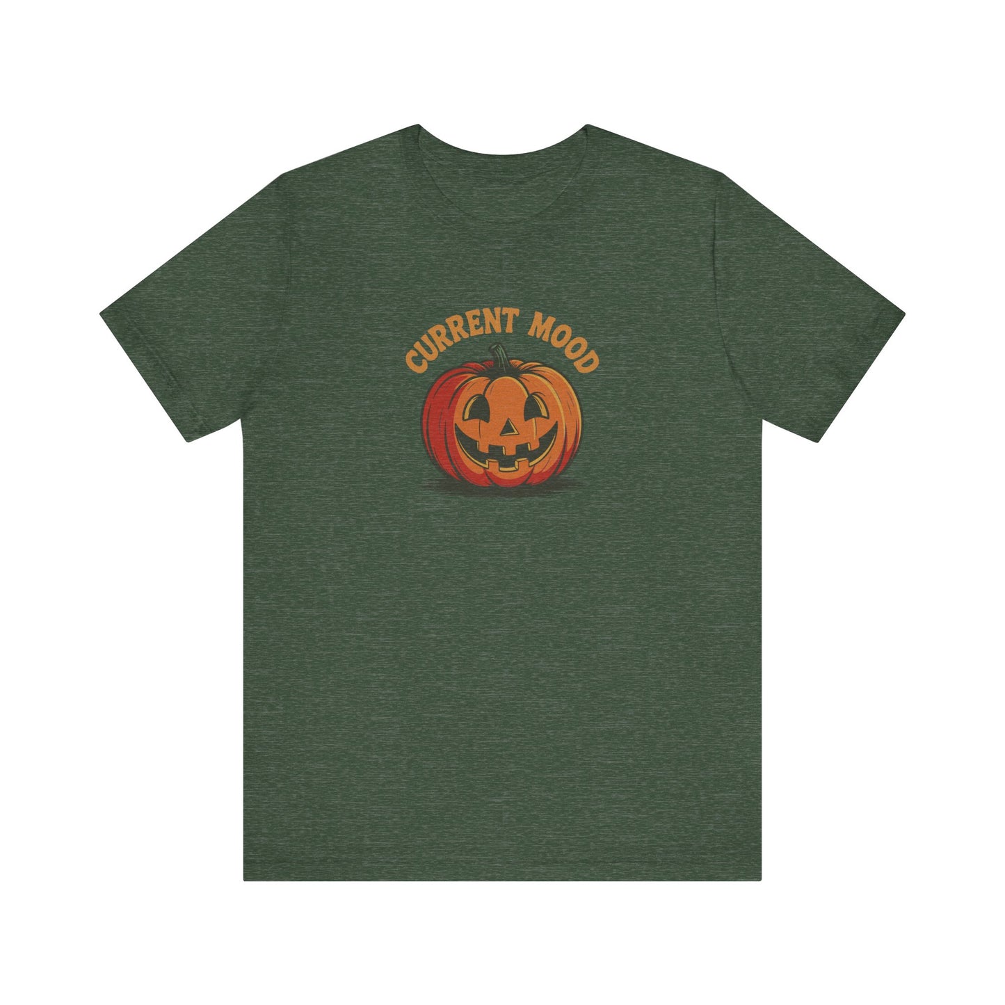 Current Mood (Classic Pumpkin) — Retro Halloween Tee (Dark)