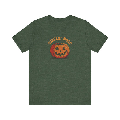 Current Mood (Classic Pumpkin) — Retro Halloween Tee (Dark)