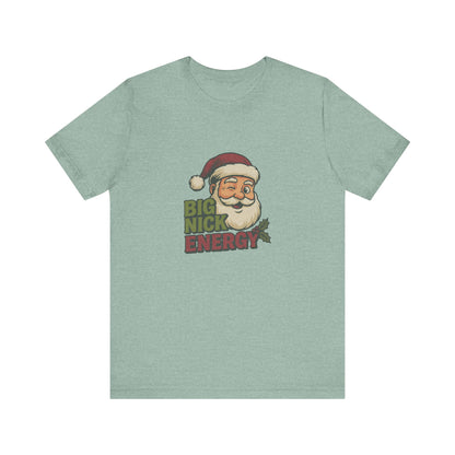 Big Nick Energy — Retro Santa Christmas Tee (Light)