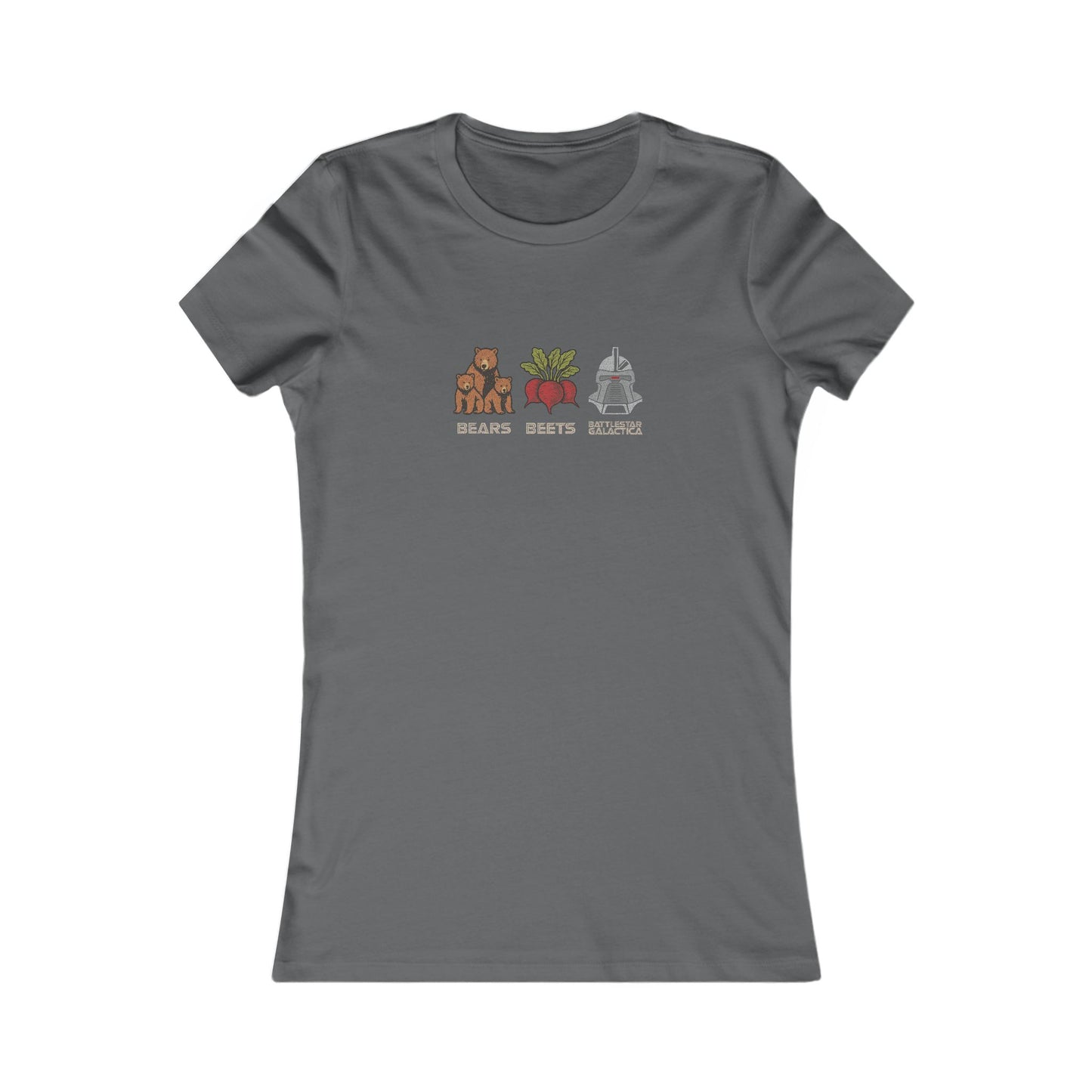 Bears, Beets, Battlestar (Captions) — Retro Women's Tee (Dark)