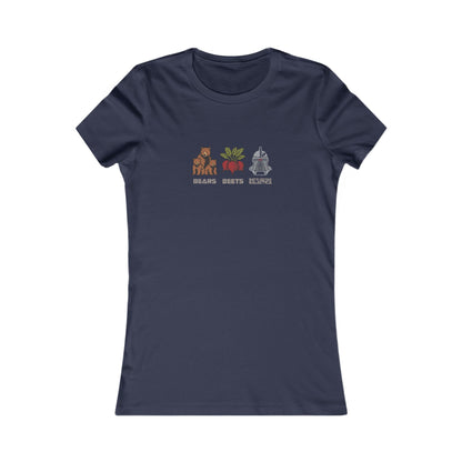 Bears, Beets, Battlestar (Captions) — Retro Women's Tee (Dark)
