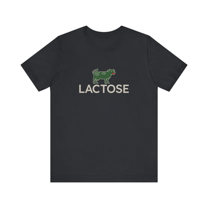 Life is a Beautiful… Typo – LACTOSE Logo Parody Retro Tee (Dark)