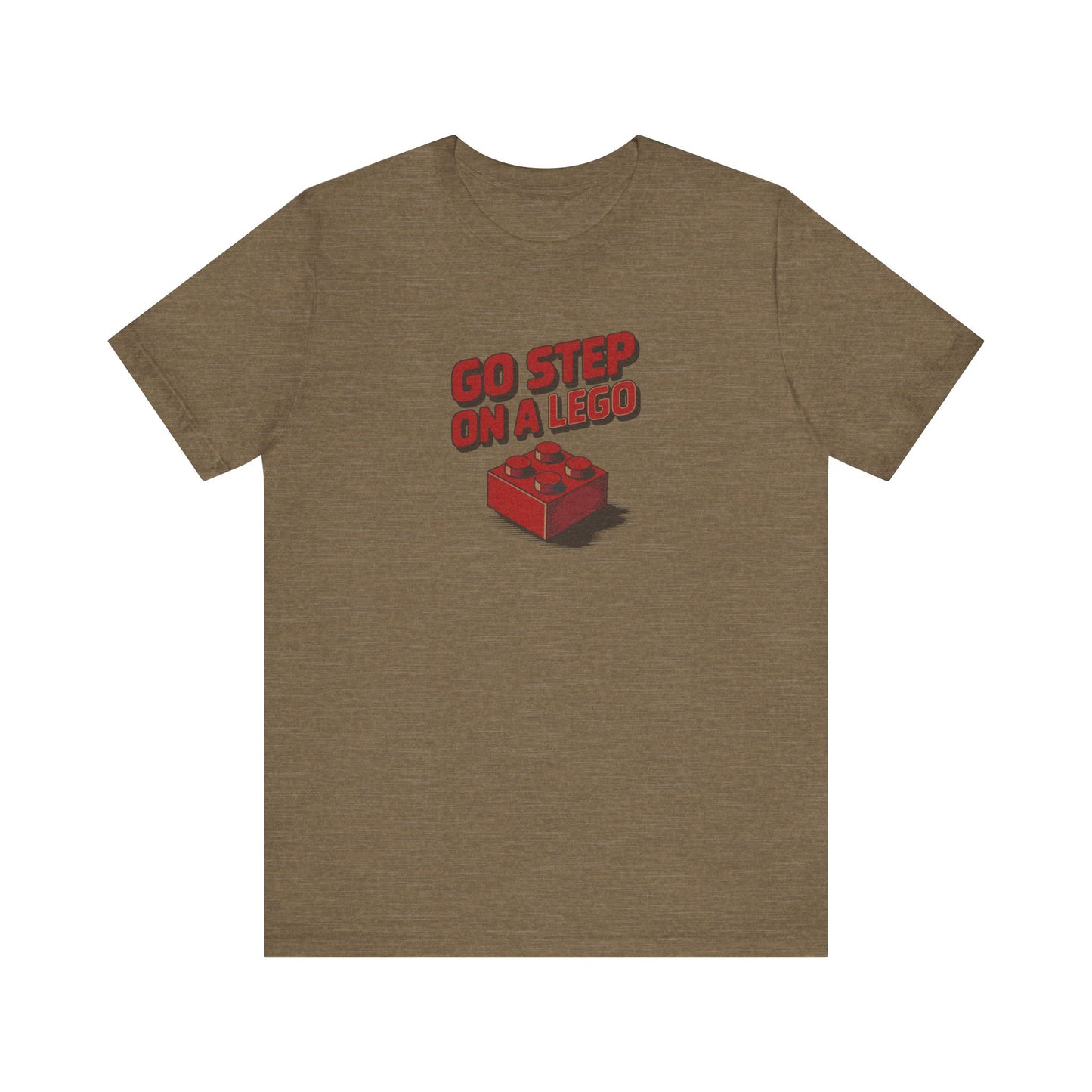Go Step on a LEGO — Red Plastic Brick Retro Tee (Light)