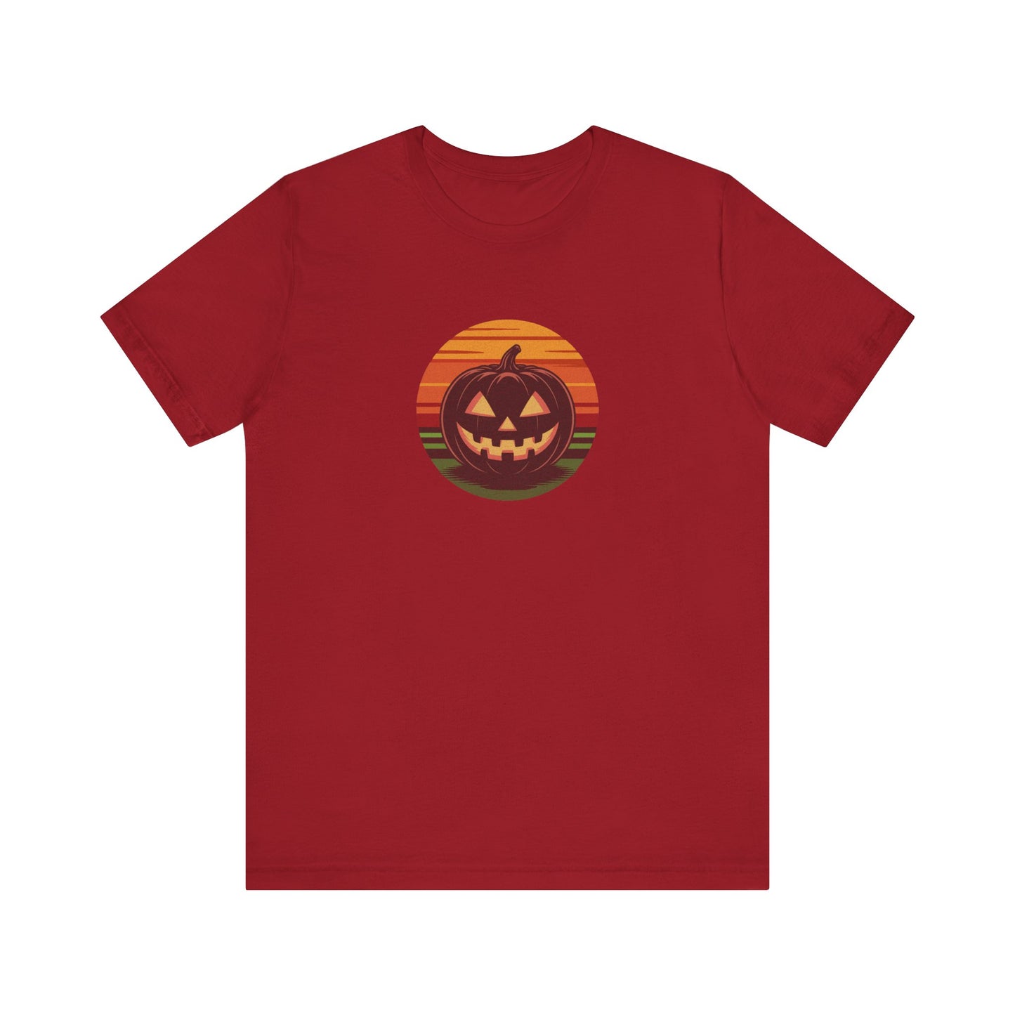 Retro Jack: Glowing Classic — Halloween Sunset Tee (Dark)
