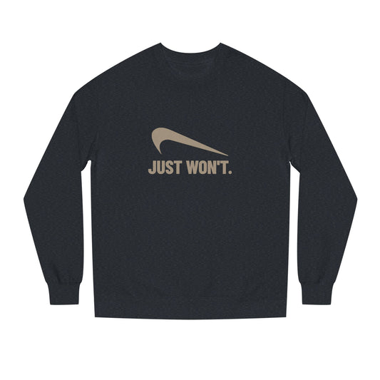 Just Won’t Athletic Parody — Retro Workout Sweatshirt (Dark)