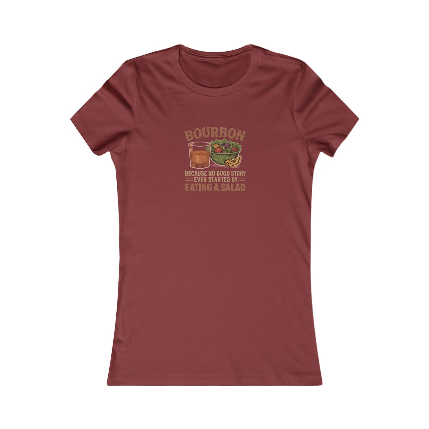 Bourbon > Eating a Salad — Retro Women's Tee (Dark)