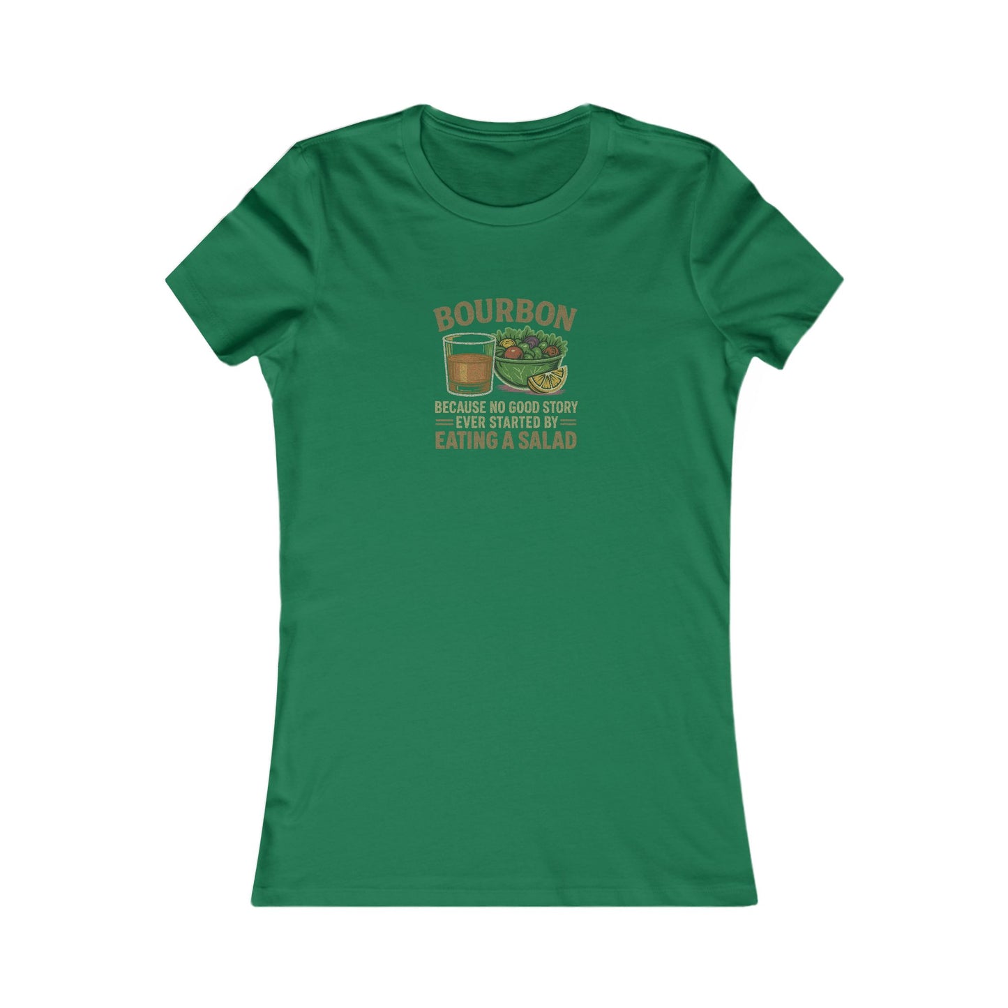 Bourbon > Eating a Salad — Retro Women's Tee (Dark)