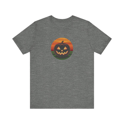Retro Jack: Glowing Classic — Halloween Sunset Tee (Light)