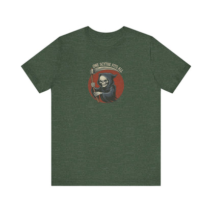 One Scythe Fits All — Grim Reaper Retro Tee (Dark)