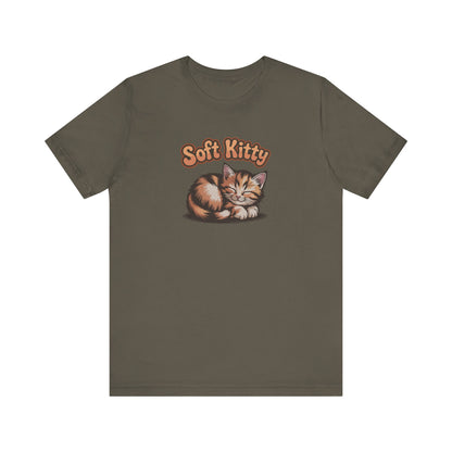 Soft Kitty Sick-Day Lullaby — Big Bang Theory Retro Tee (Dark)