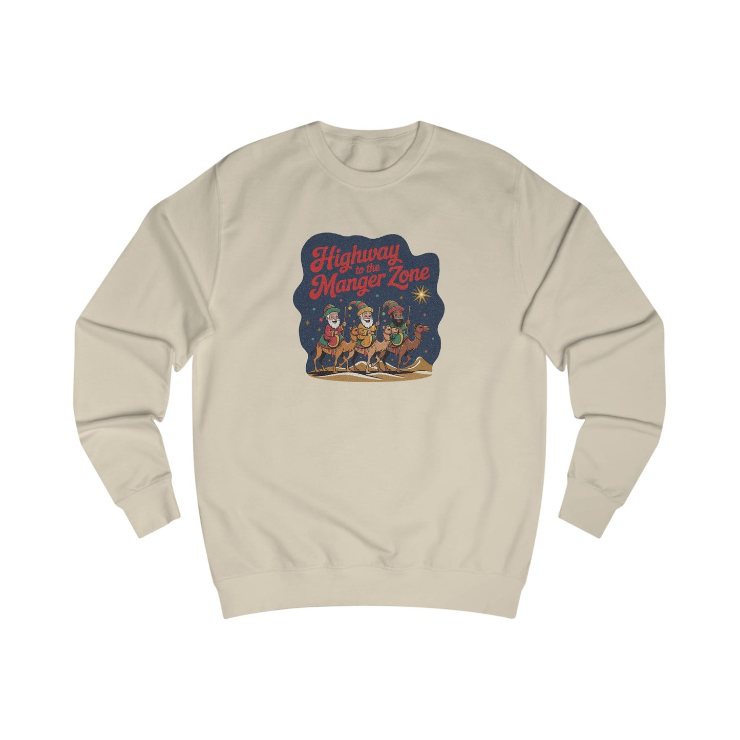 Highway to the Manger Zone — Top Gun Christmas Sweatshirt (Light)