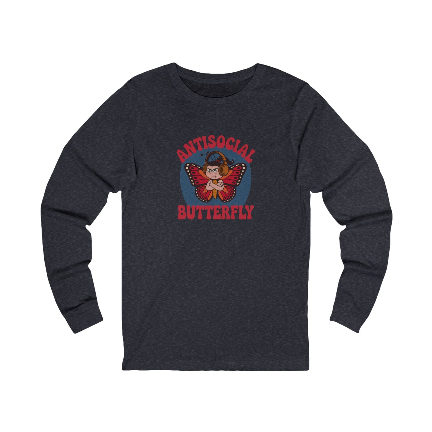 Antisocial Butterfly (Female) — Retro Workout Long Sleeve (Dark)