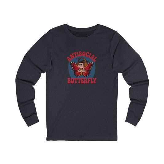Antisocial Butterfly (Female) — Retro Workout Long Sleeve (Dark)