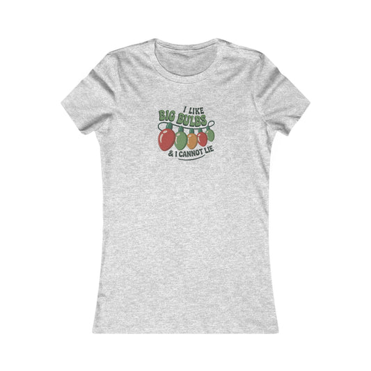I Like Big Bulbs and I Cannot Lie — Christmas Lights Retro Women's Tee (Light)