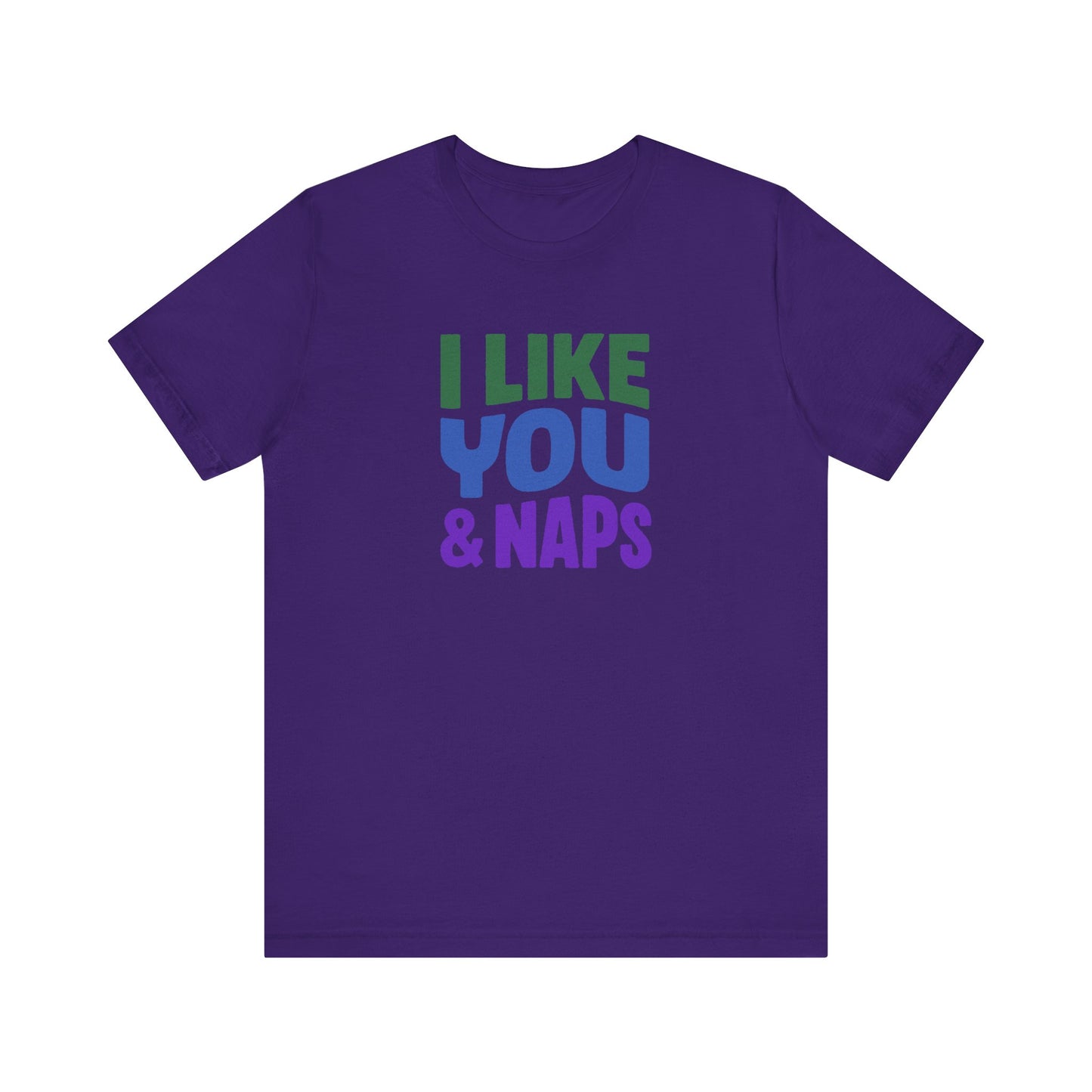 I Like You & Naps (Cool Gradient) — Retro Loungewear Tee (Dark)