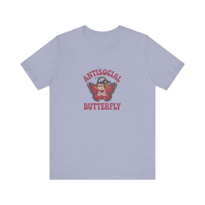 Antisocial Butterfly (Female) — Retro Workout Tee (Light)