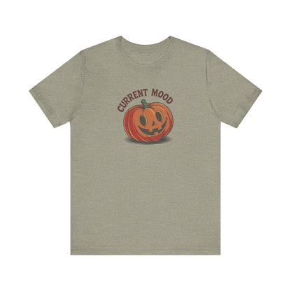 Current Mood (Cute Pumpkin) — Retro Halloween Tee (Light)