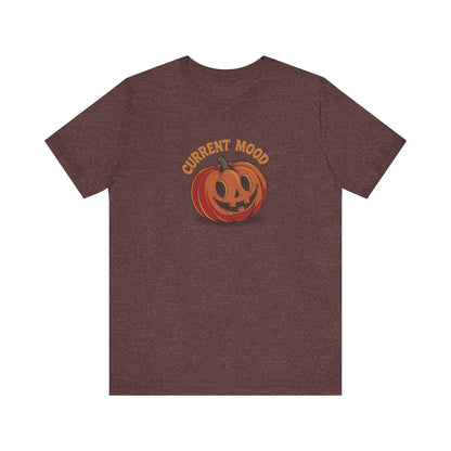 Current Mood (Cute Pumpkin) — Retro Halloween Tee (Dark)
