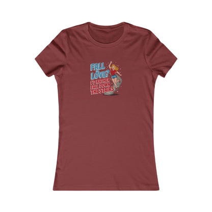 Fall in Love? I'd Rather Fall Down the Stairs — Retro Women's Tee (Dark)