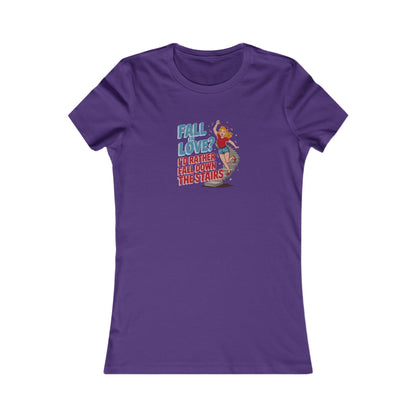 Fall in Love? I'd Rather Fall Down the Stairs — Retro Women's Tee (Dark)