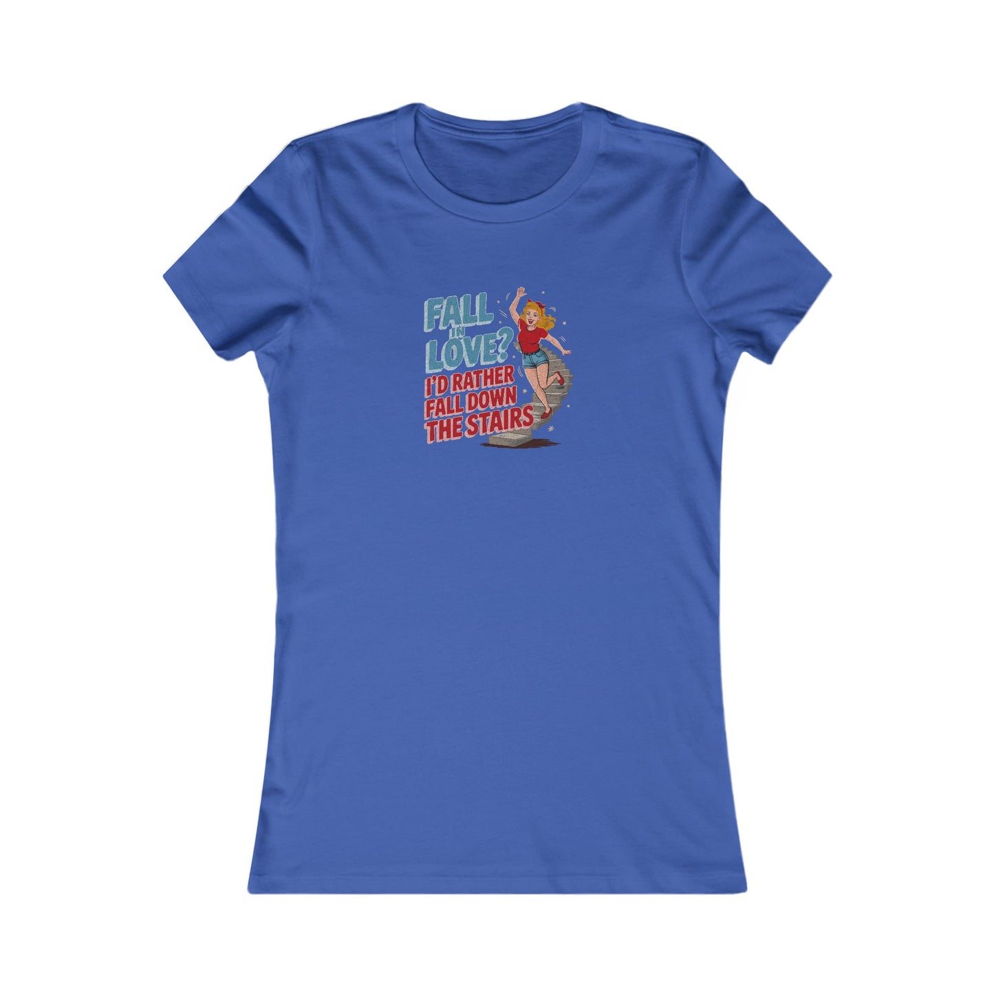Fall in Love? I'd Rather Fall Down the Stairs — Retro Women's Tee (Dark)