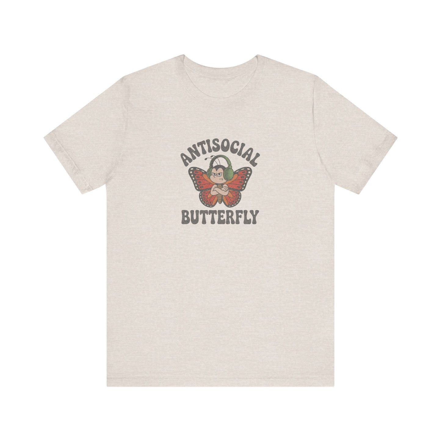 Antisocial Butterfly (Male) — Retro Workout Tee (Light)